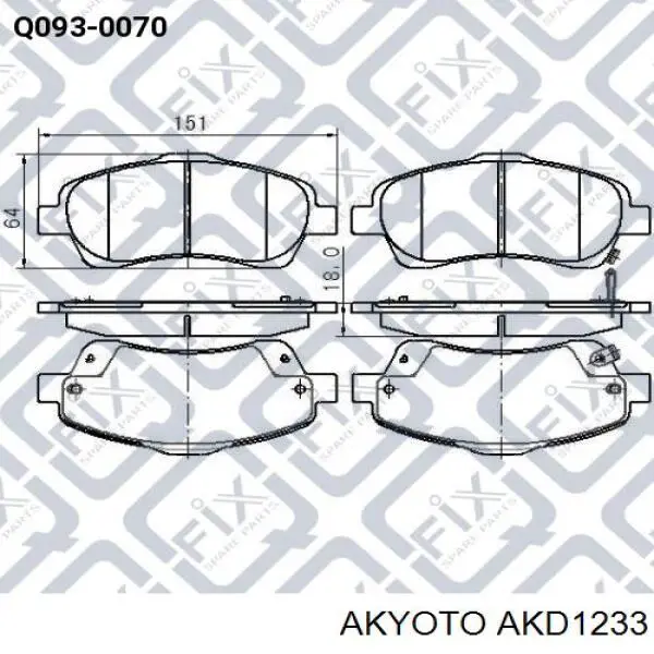 Передние тормозные колодки AKD1233 Akyoto