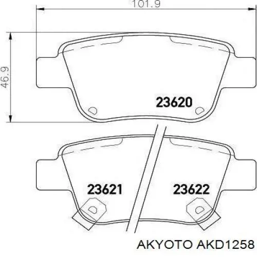 AKD1258 Akyoto колодки тормозные задние дисковые