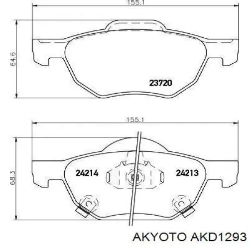 Передние тормозные колодки AKD1293 Akyoto