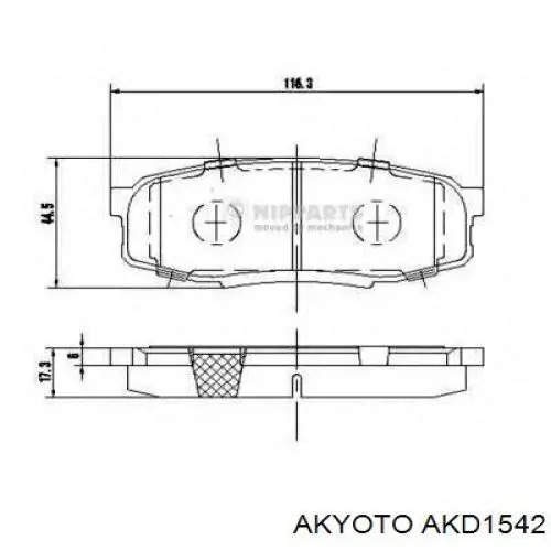 Колодки дисковые  Akyoto AKD1542 цена, от 22.19 USD