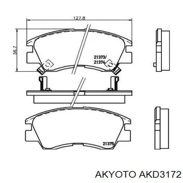 Передние тормозные колодки AKD3172 Akyoto