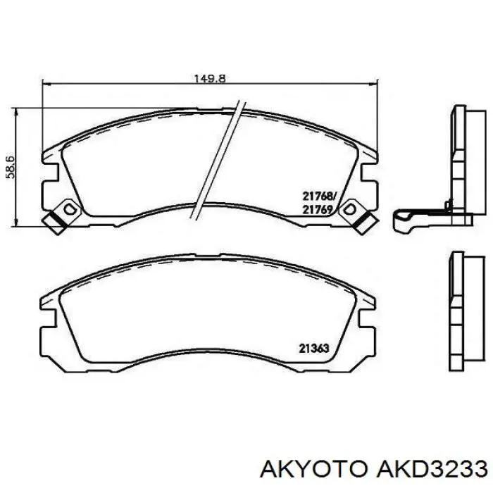 Передние тормозные колодки AKD3233 Akyoto