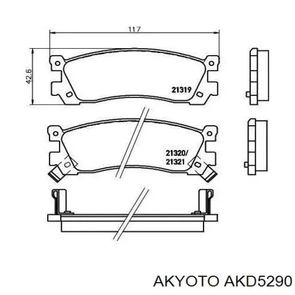 Задние тормозные колодки AKD5290 Akyoto