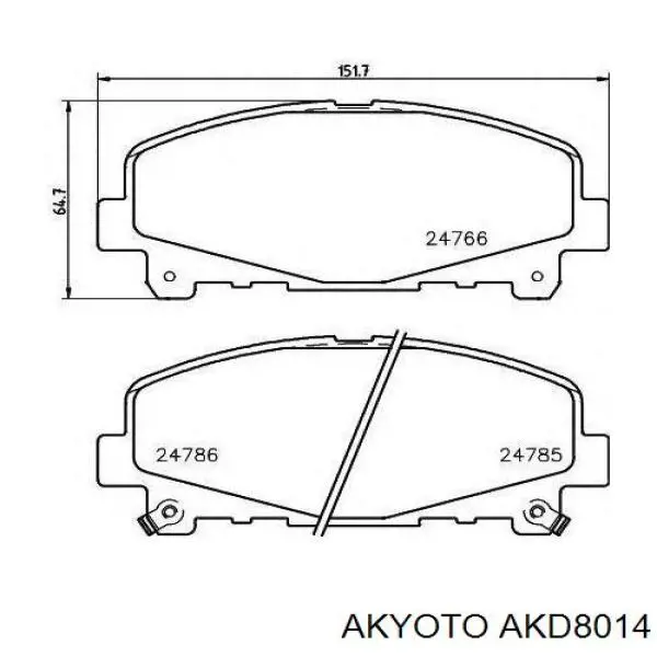 Передние тормозные колодки AKD8014 Akyoto