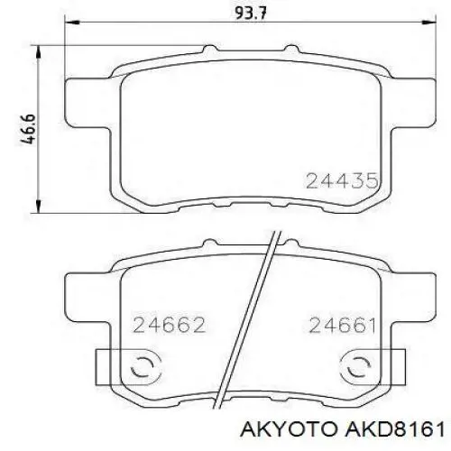 Задние тормозные колодки AKD8161 Akyoto