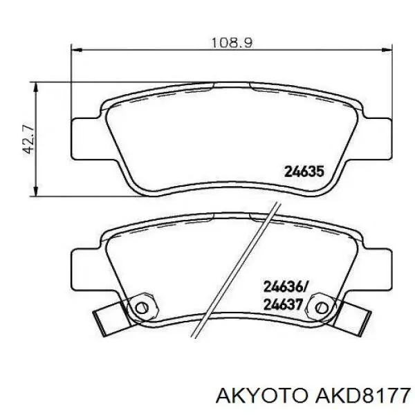 Задние тормозные колодки AKD8177 Akyoto