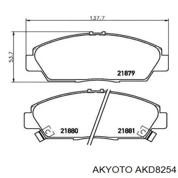 AKD8254 Akyoto передние тормозные колодки