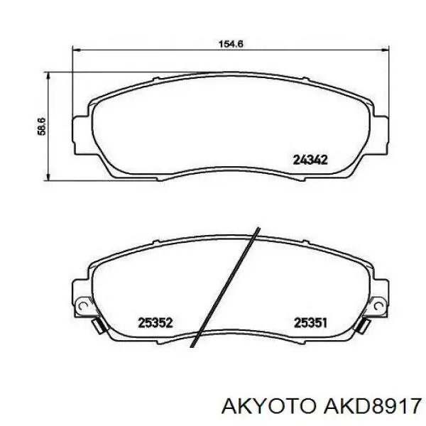 Колодки тормозные передние дисковые AKYOTO AKD8917