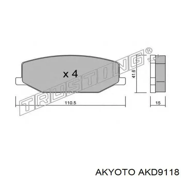 Передние тормозные колодки AKD9118 Akyoto