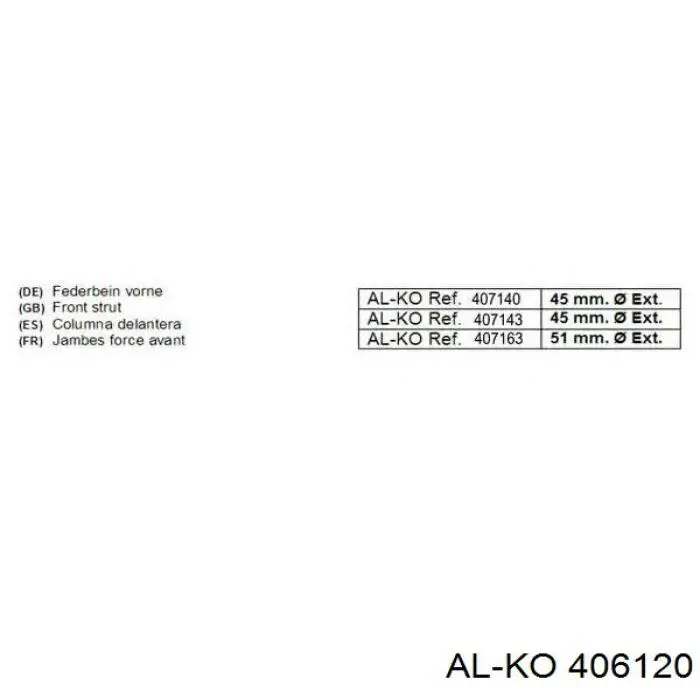 Амортизаторы передние Al-ko 406120