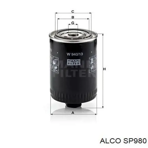 SP980 Alco Масляный фильтр двигателя