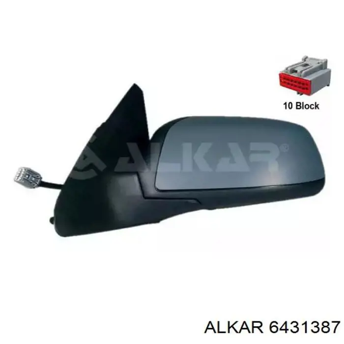Стекло левого зеркала заднего вида 6431387 Alkar