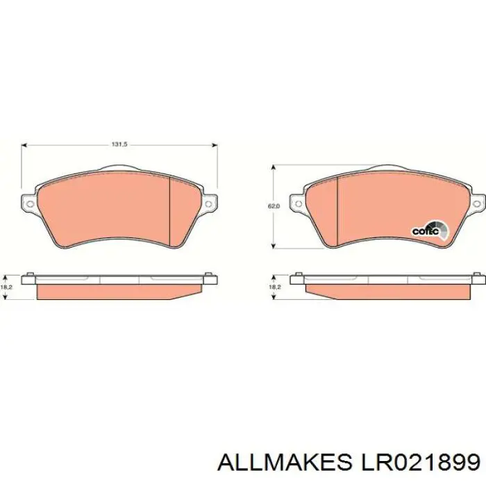 Колодки тормозные передние дисковые Allmakes LR021899
