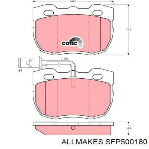 Колодки тормозные передние дисковые Allmakes SFP500180