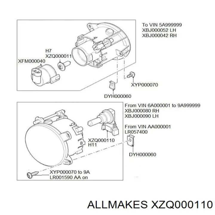Лампочка противотуманной фары на Land Rover Discovery II 