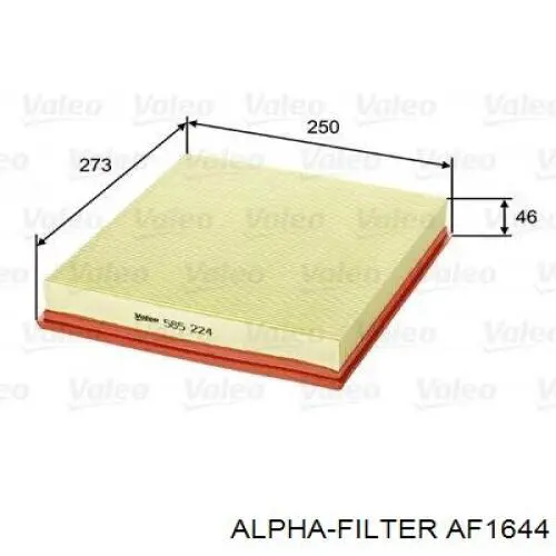 AF1644 Alpha Filter Воздушный фильтр двигателя