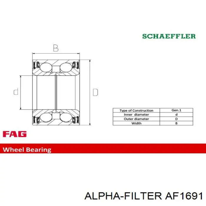 Воздушный фильтр AF1691 Alpha Filter