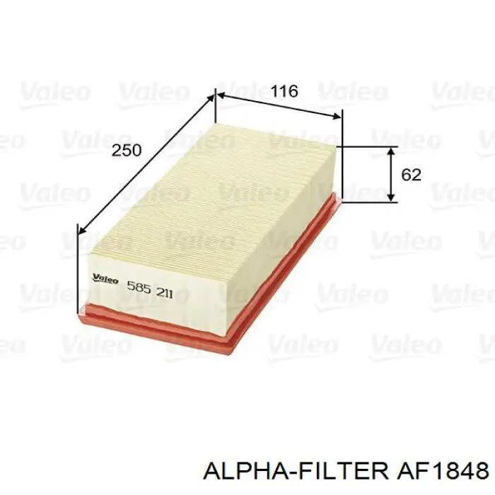 Элемент воздушного фильтра Alpha Filter AF1848 цена, от 3.25 USD