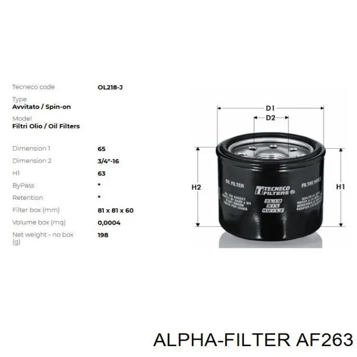 Масляный фильтр AF263 Alpha Filter