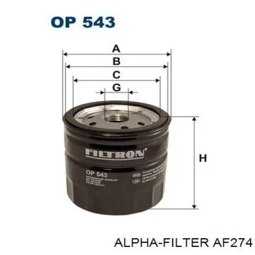 Масляный фильтр AF274 Alpha Filter