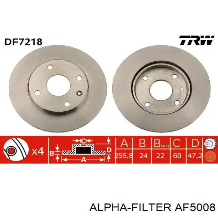 Купить AF5008 Alpha Filter Фильтр салона угольный