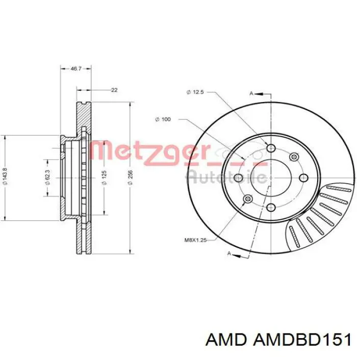 Передние тормозные диски AMDBD151 AMD