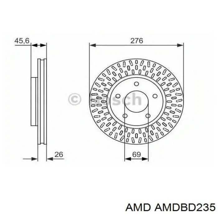 Передние тормозные диски AMDBD235 AMD