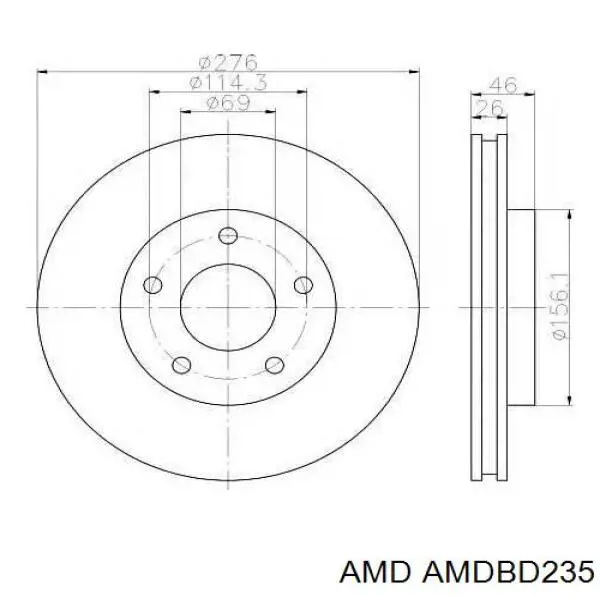 AMDBD235 AMD Диск тормозной передний