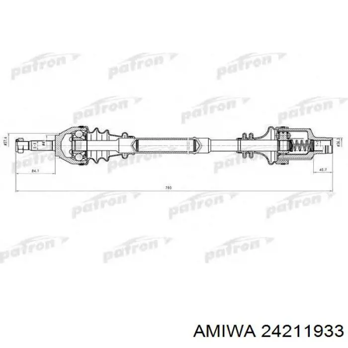 Полуось (привод) передняя левая 24211933 Amiwa