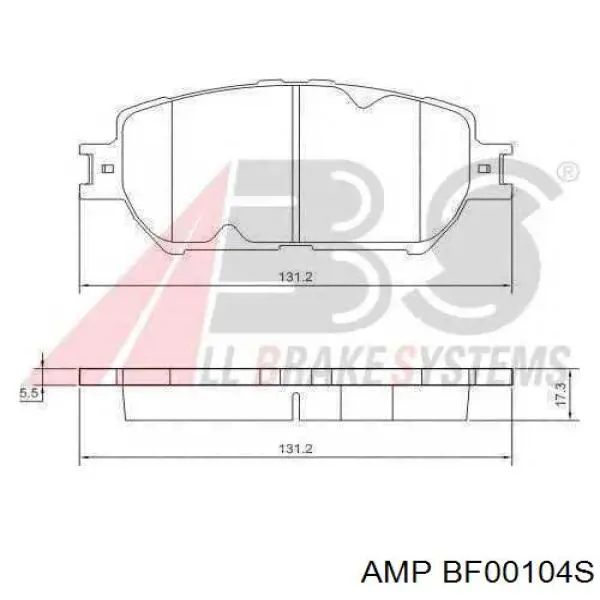 Передние тормозные колодки BF00104S AMP/Paradowscy