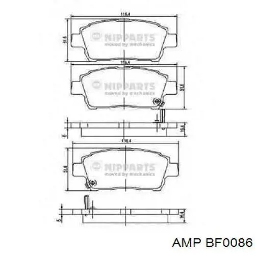 Передние тормозные колодки BF0086 AMP/Paradowscy