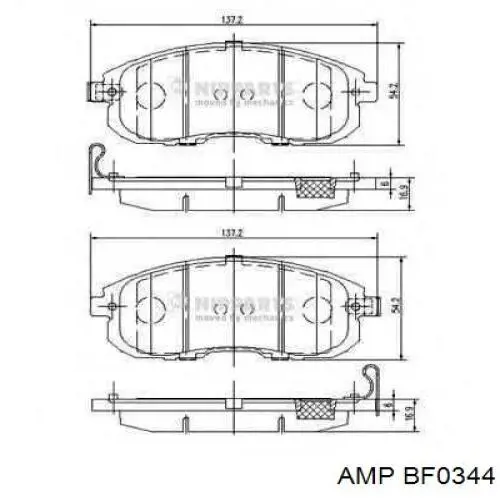 Передние тормозные колодки BF0344 AMP/Paradowscy