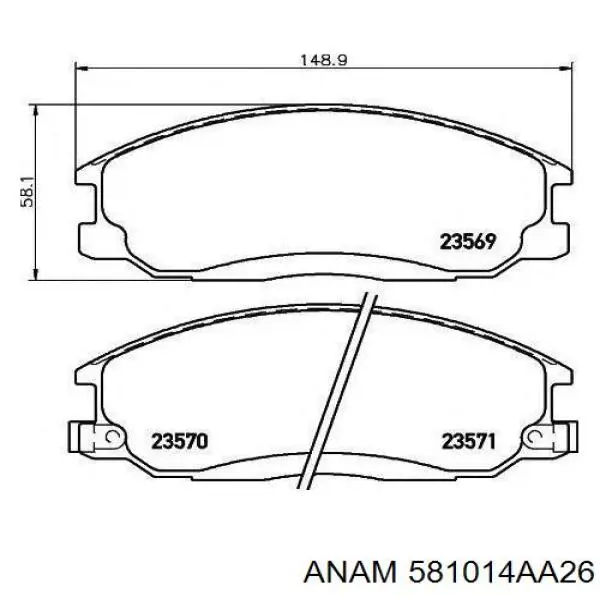 Передние тормозные колодки 581014AA26 Anam