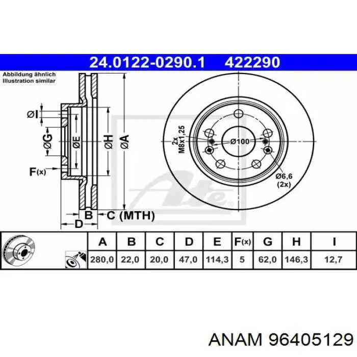 96405129 Anam колодки тормозные передние дисковые