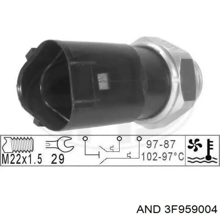 Sensor, temperatura del refrigerante (encendido el ventilador del radiador) 3F959004 AND