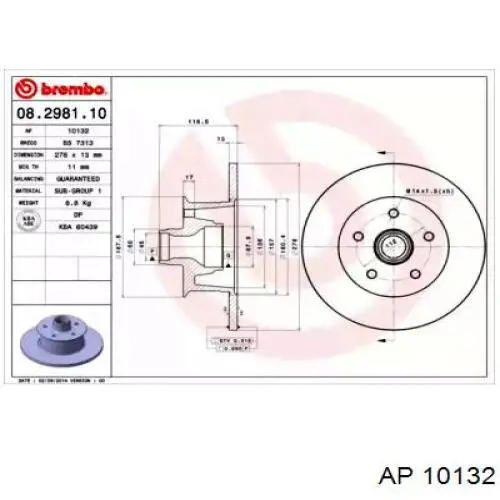 Передние тормозные диски 10132 AP