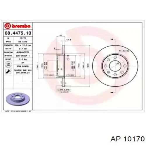 Передние тормозные диски 10170 AP