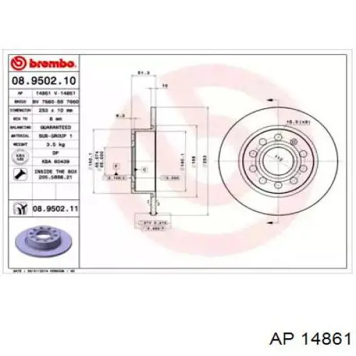 Тормозные диски 14861 AP