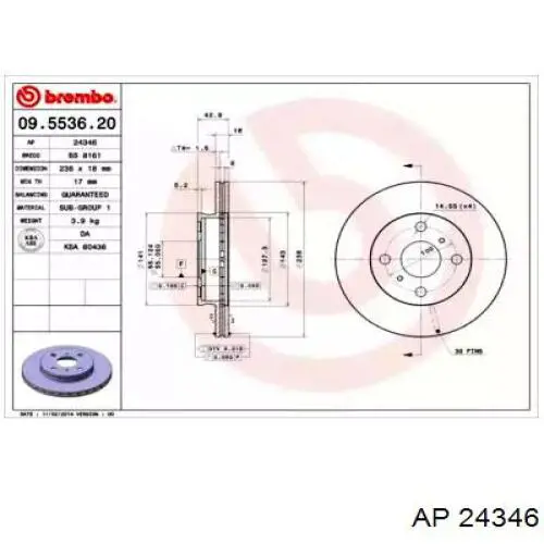 Передние тормозные диски 24346 AP