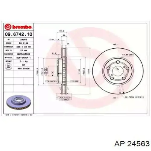 Передние тормозные диски 24563 AP