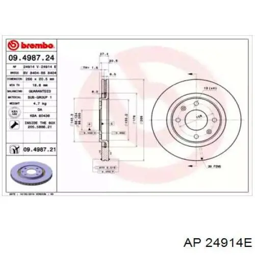 Передние тормозные диски 24914E AP