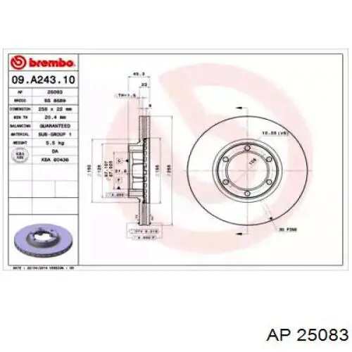 Передние тормозные диски 25083 AP