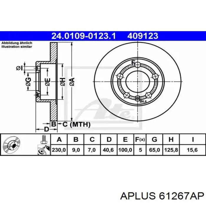 Тормозные диски 61267AP Aplus