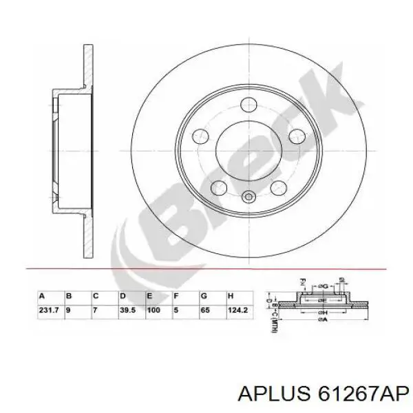 61267AP Aplus Дисковый тормоз