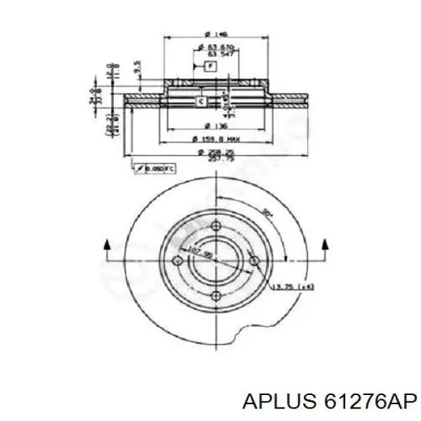 61276AP Aplus Диск тормозной передний