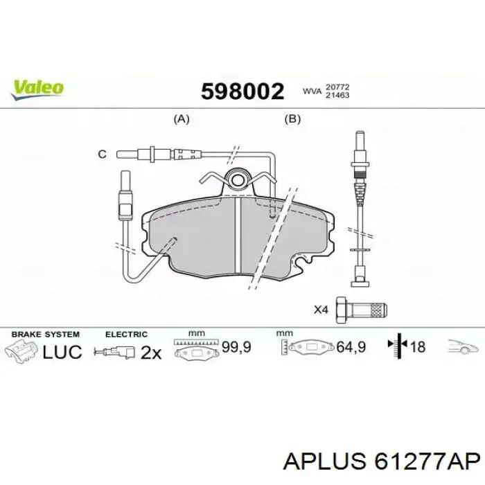 Тормоз дисковый передний Aplus 61277AP цена, от 25.46 USD