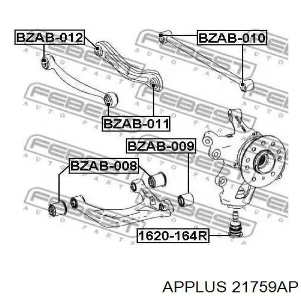 Полиуретановый сайлентблок заднего нижнего рычага Aplus 21759AP цена, от 5.36 USD