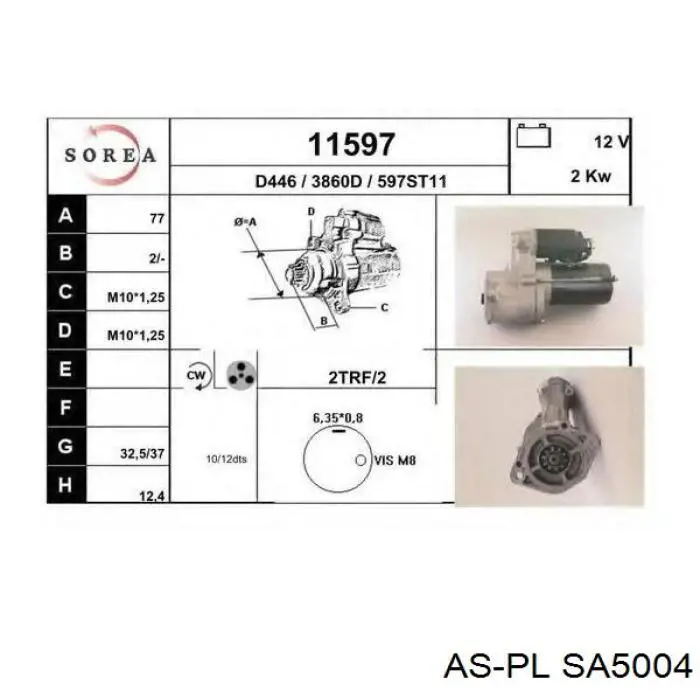 Якорь стартера As-pl SA5004