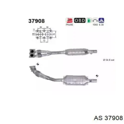 Катализатор 37908 AS/Auto Storm