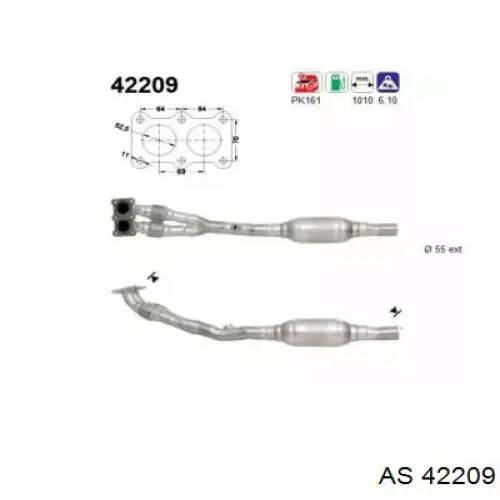 42209 AS/Auto Storm труба приемная (штаны глушителя передняя)